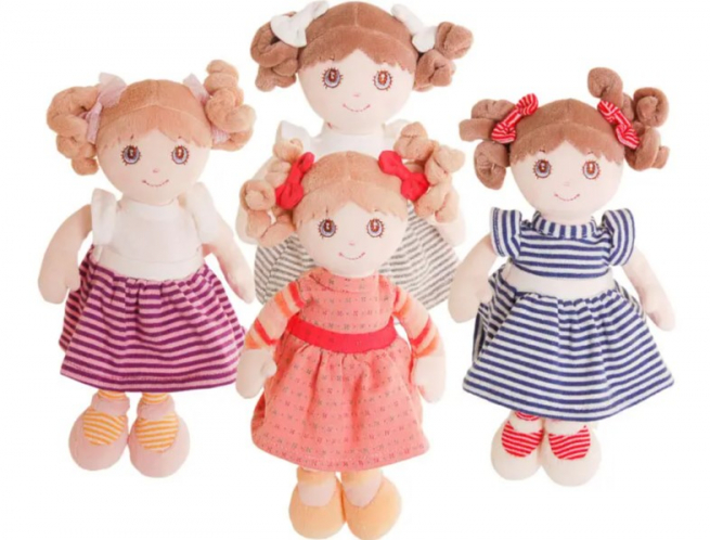 Bambola "My Little Doll" con vestito a righe e scarpine, altezza 18 cm