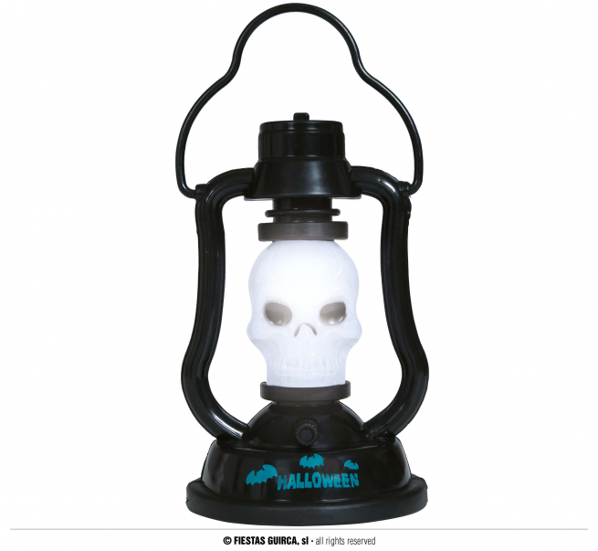 Lanterna teschio con luce e suoni, altezza 15 cm