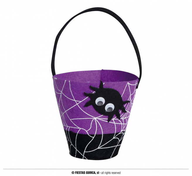 Secchiello Halloween con ragnatela, diametro 25 cm, altezza 14 cm