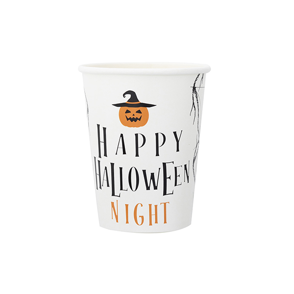 Bicchieri in cartoncino da 250cc "Halloween night", confezione da 8 pezzi