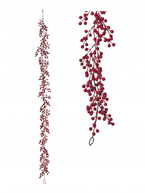Festone di bacche rosse, lunghezza 180 cm