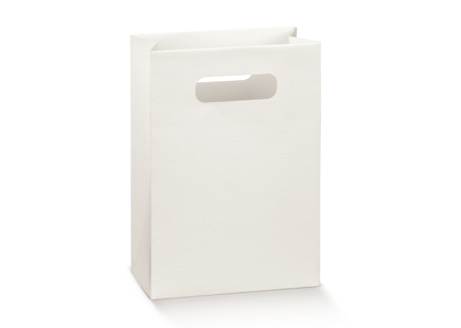 Shopper box con maniglia a fagiolo in cartoncino bianco, confezione da 10 pezzi