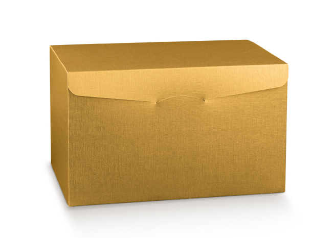 Scatola "Segreto" cofanetto con separatori interni per bottiglie in cartone oro, 25.5x32.5 cm