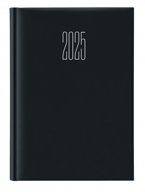 Agenda 2025 giornaliera Gommato nero, formato 14.5x20.5 cm