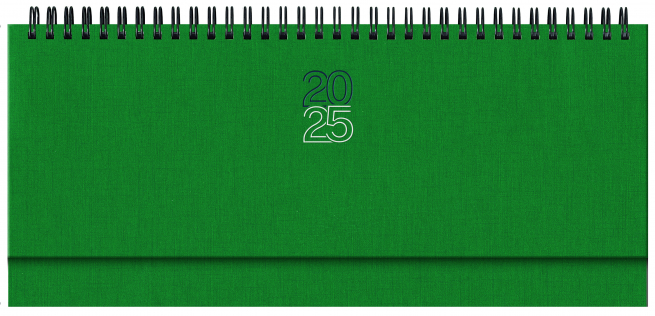 Planning 2025 settimanale con spirale Caribe verde, formato 29.8x10.5 cm