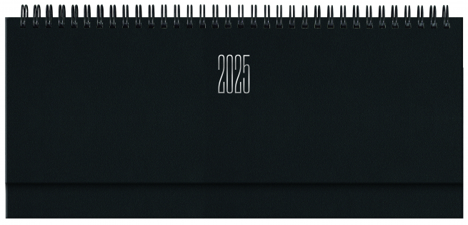 Planning 2025 settimanale con spirale Gommato nero, formato 29.8x10.5 cm