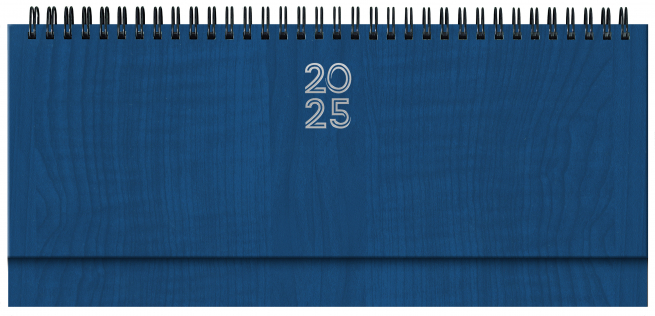 Planning 2025 settimanale con spirale Vertigo blu, formato 29.8x10.5 cm
