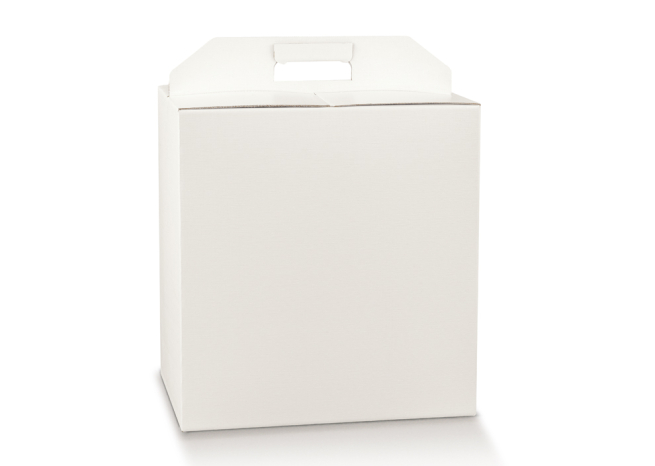 Scatola per confezioni regalo in cartone bianco con maniglia superiore esterna, vari formati