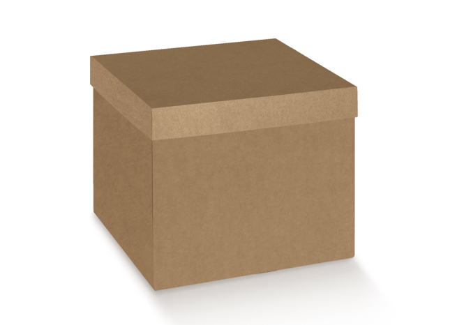 Scatola base rettangolare con coperchio in cartone avana, 37x58x34 cm