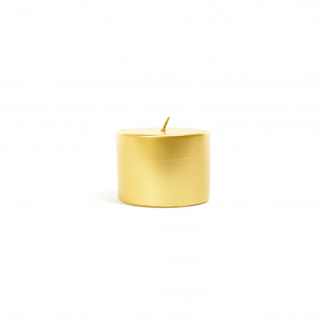 Candela moccolo oro metal, diametro 7 cm, varie altezze