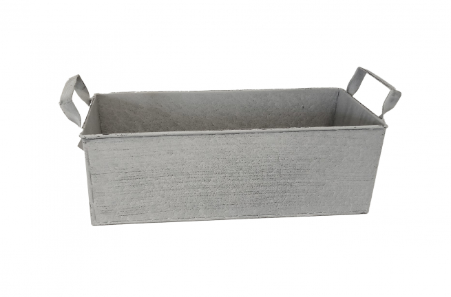 Vaschetta rettangolare in ferro grigio formato 15x35 cm, altezza 12 cm