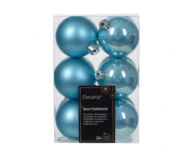 Sfera infrangibile celeste diametro 6 cm, confezione da 12 pezzi