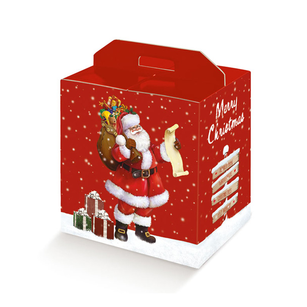 Scatola per confezioni regalo fantasia "Arriva Babbo Natale" con maniglia, vari formati