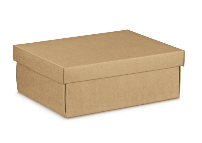 Scatola con coperchio in cartone avana, confezione da 20 pezzi, vari formati