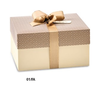 Scatola base quadrata avorio con coperchio decorato, cartone da 25 pezzi, vari formati