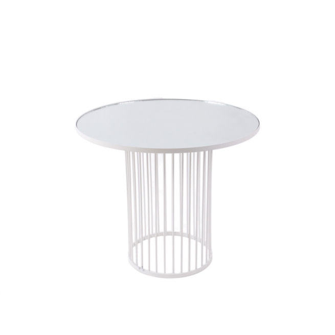 Alzata in metallo bianco con specchio, diametro 25 cm, varie altezze