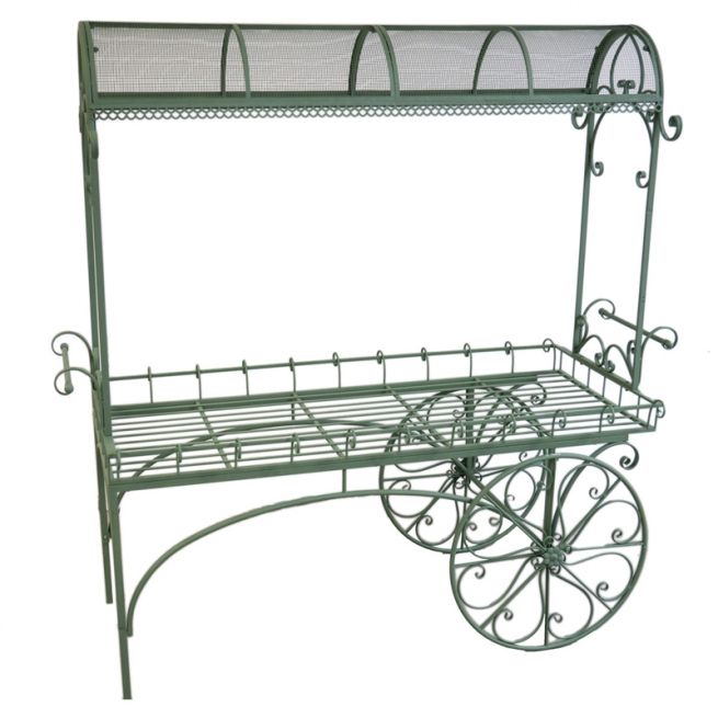 Carretto in metallo verde, 70x140 cm altezza 200 cm