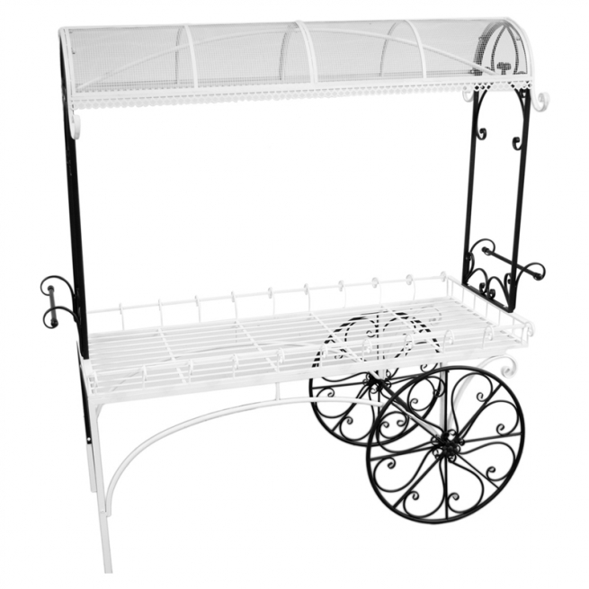 Carretto in metallo bianco e nero, 70x140 cm altezza 200 cm