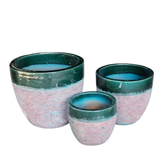 Vaso in ceramica verde acidato, vari formati