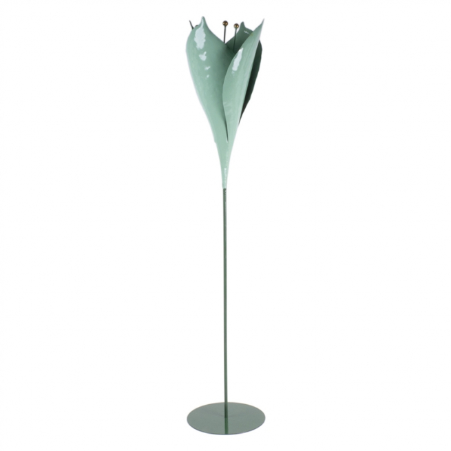 Fiore "campanula" bianca in metallo con base altezza 100 cm