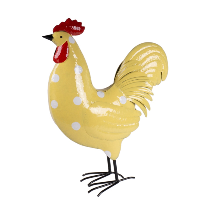 Gallo in metallo giallo altezza 57 cm