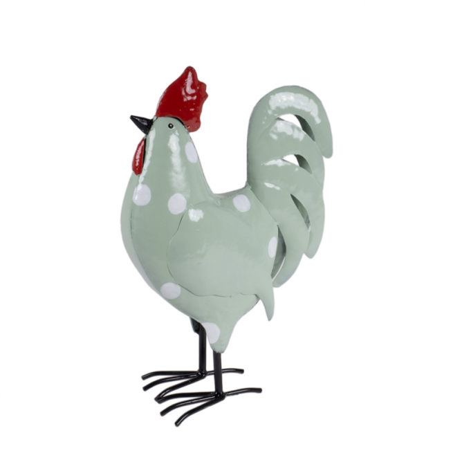 Gallo in metallo verde altezza 36 cm