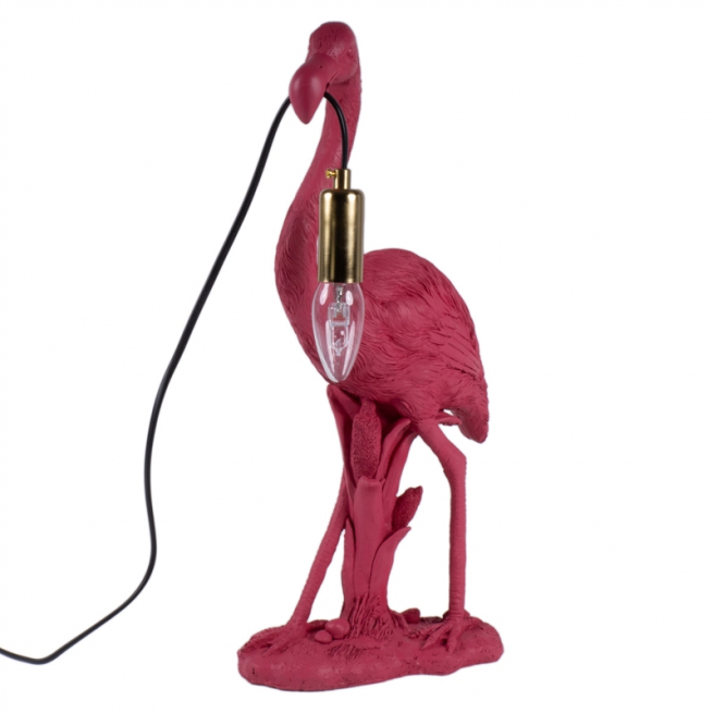Portalampada in resina a forma di fenicottero fucsia, altezza 37 cm