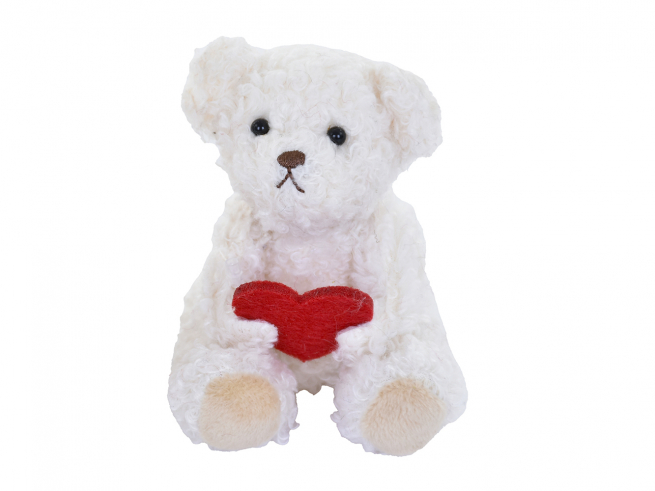 Orsetto crema con cuore rosso, altezza 9 cm