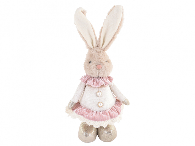 Coniglietta con vestito rosa, altezza 40 cm