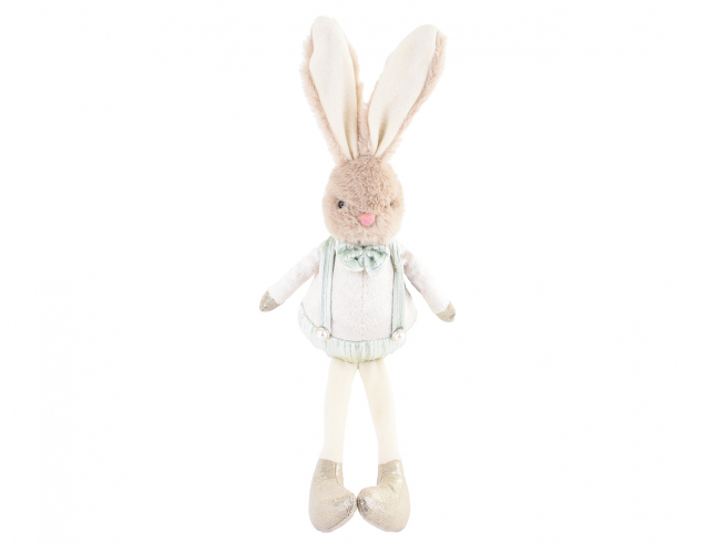Coniglietto seduto con pantaloni verdi, altezza 47 cm