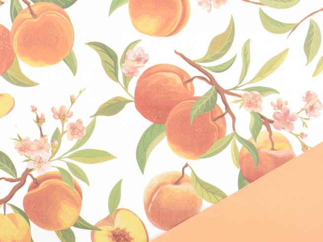 Bobina "Peachy" in PPL fantasia fondo bianco, interno pesca, altezza 1 metro, lunghezza 25 metri