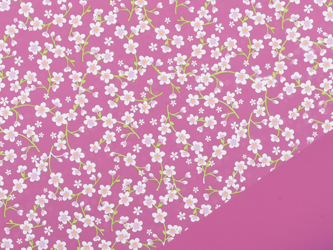 Bobina "Blossom" in PPL fantasia fondo e interno violetto, altezza 1 metro, lunghezza 25 metri