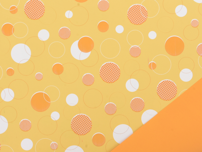 Bobina "Drops" in PPL fantasia fondo e interno arancio, altezza 1 metro, lunghezza 25 metri