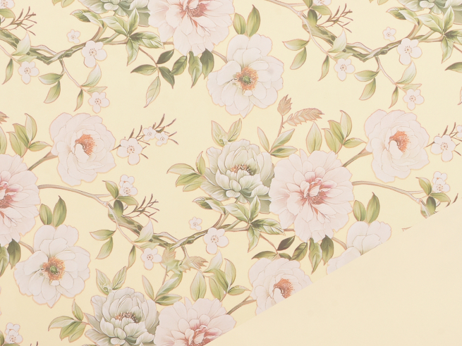 Bobina "Peony" in PPL fantasia fondo e interno panna, altezza 1 metro, lunghezza 25 metri