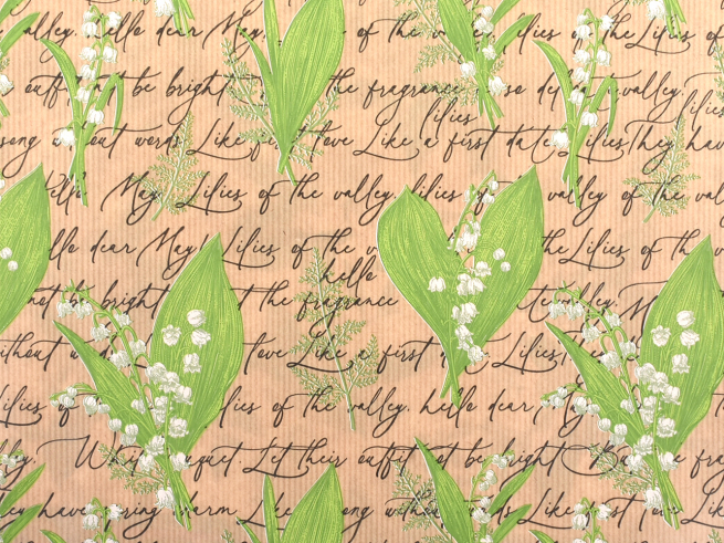 Carta regalo "Mughetto" a fiori fondo avana, formato 70x100 cm, confezione da 25 fogli