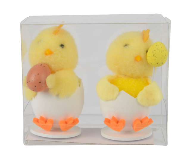 Pulcino giallo con guscio d'uovo, diametro 4.5 cm, altezza 10 cm, soggetti assortiti