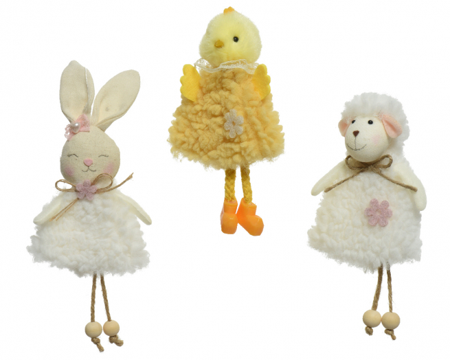 Animaletti in tessuto altezza 18 cm, soggetti assortiti