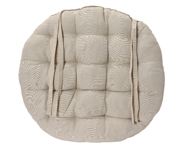 Cuscino tondo per sedie in tessuto crema, diametro 40 cm