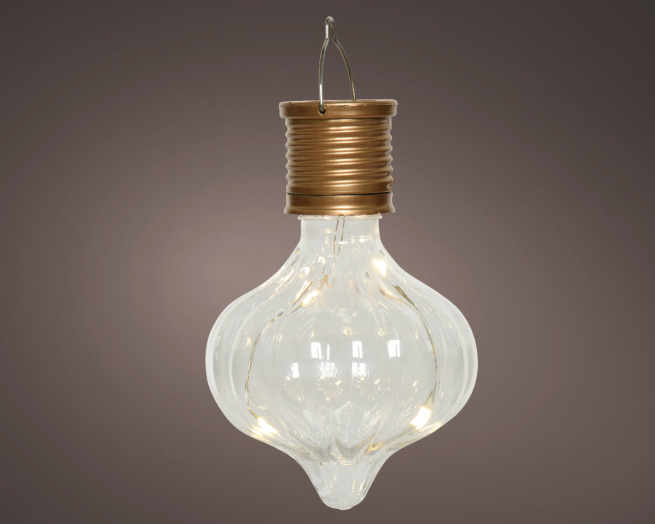 Lampadina in plastica trasparente da appendere con luci ad energia solare da esterno, altezza 11.7 cm