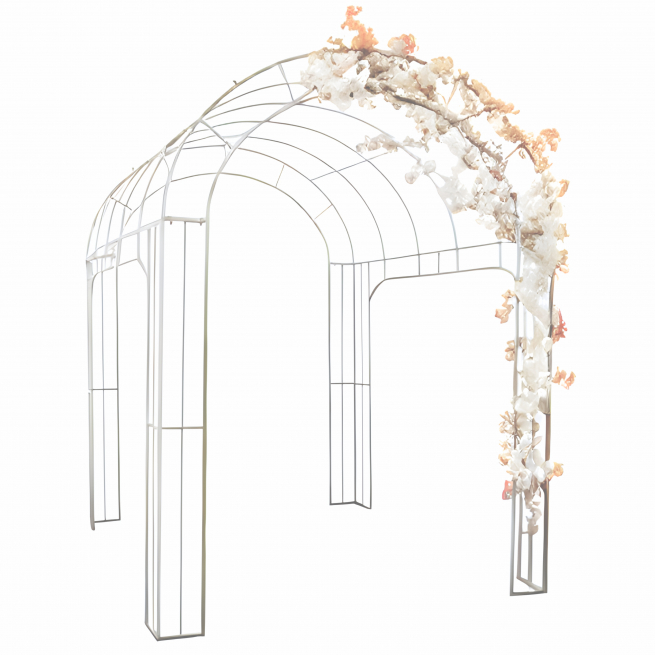 Arco tridimensionale in metallo bianco, da esterno, altezza 2.93 metri