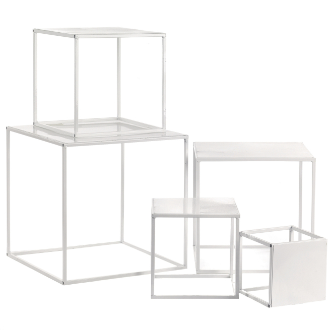 Struttura in metallo bianco a forma di cubo, varie misure