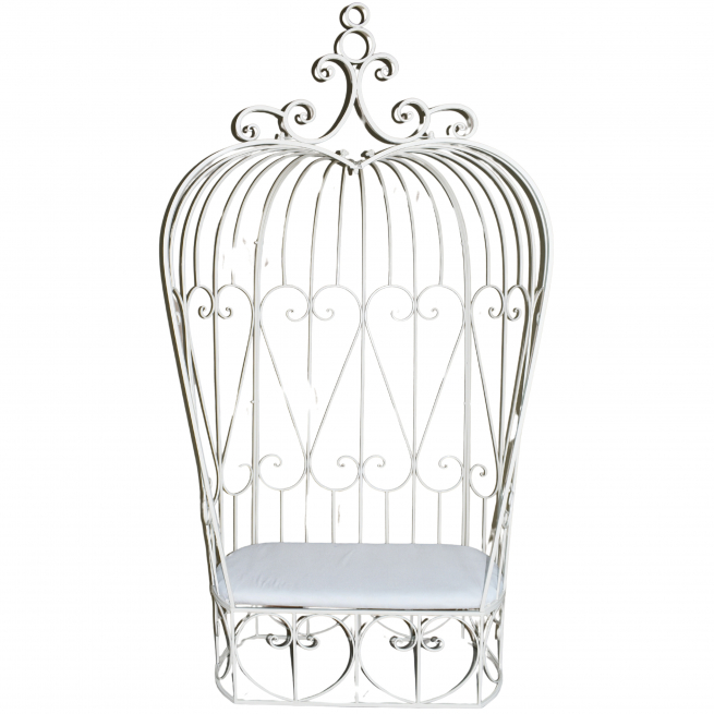 Panchina con arco in metallo bianca, altezza 221.5 cm