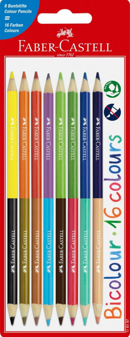 Matita colorata bicolor colori assortiti, confezione da 8 pezzi  