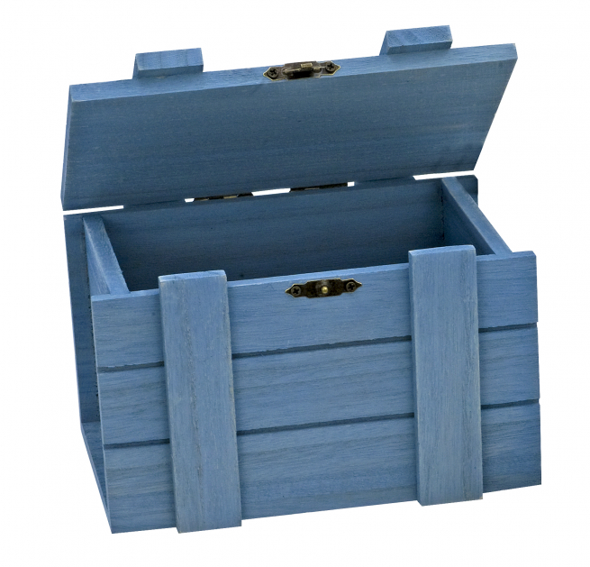 Cassetta con coperchio in legno blu, 12.8x17x11 cm