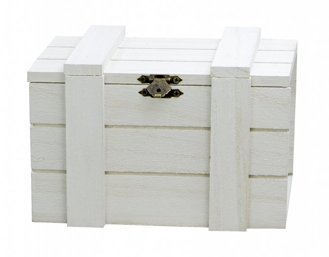 Cassetta con coperchio in legno bianco, 12.8x17x11 cm