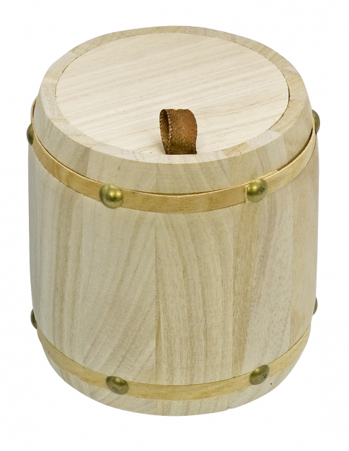 Botte con coperchio in legno naturale, diametro 10.8 cm altezza 11 cm