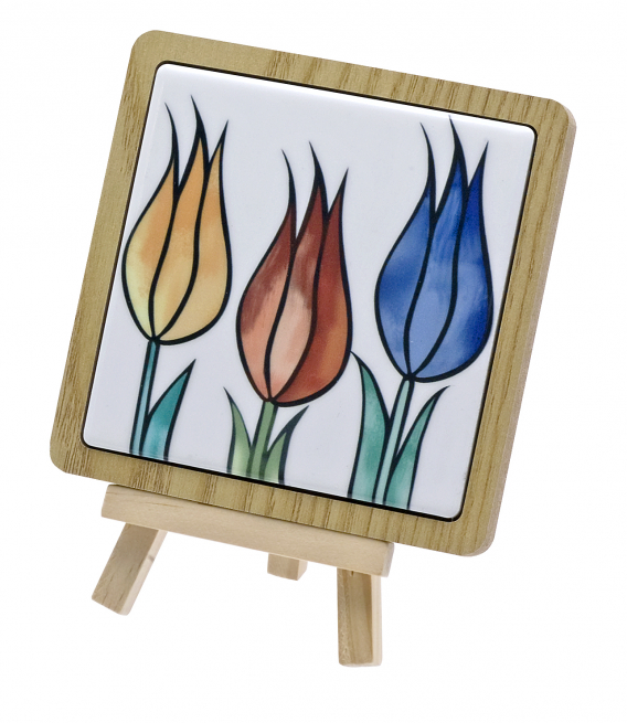 Sottopentola quadrato in ceramica decoro "Tulipani"