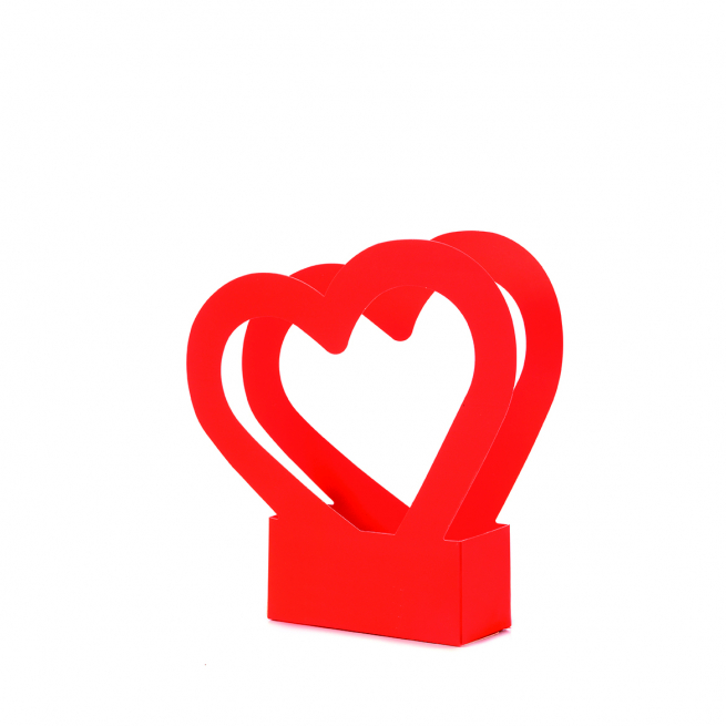 Shopper rosso "Love" con maniglia a cuore, confezione da 10 pezzi