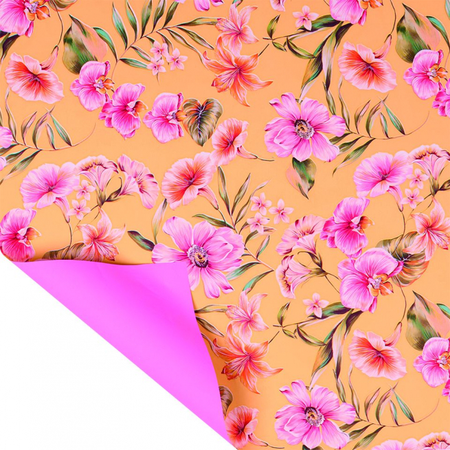 Rotolo carta regalo "Jungle" interno rosa, altezza 1 metro, lunghezza 25 metri