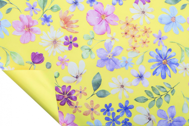 Rotolo carta regalo "Mirafiore" interno giallo, altezza 1 metro, lunghezza 25 metri